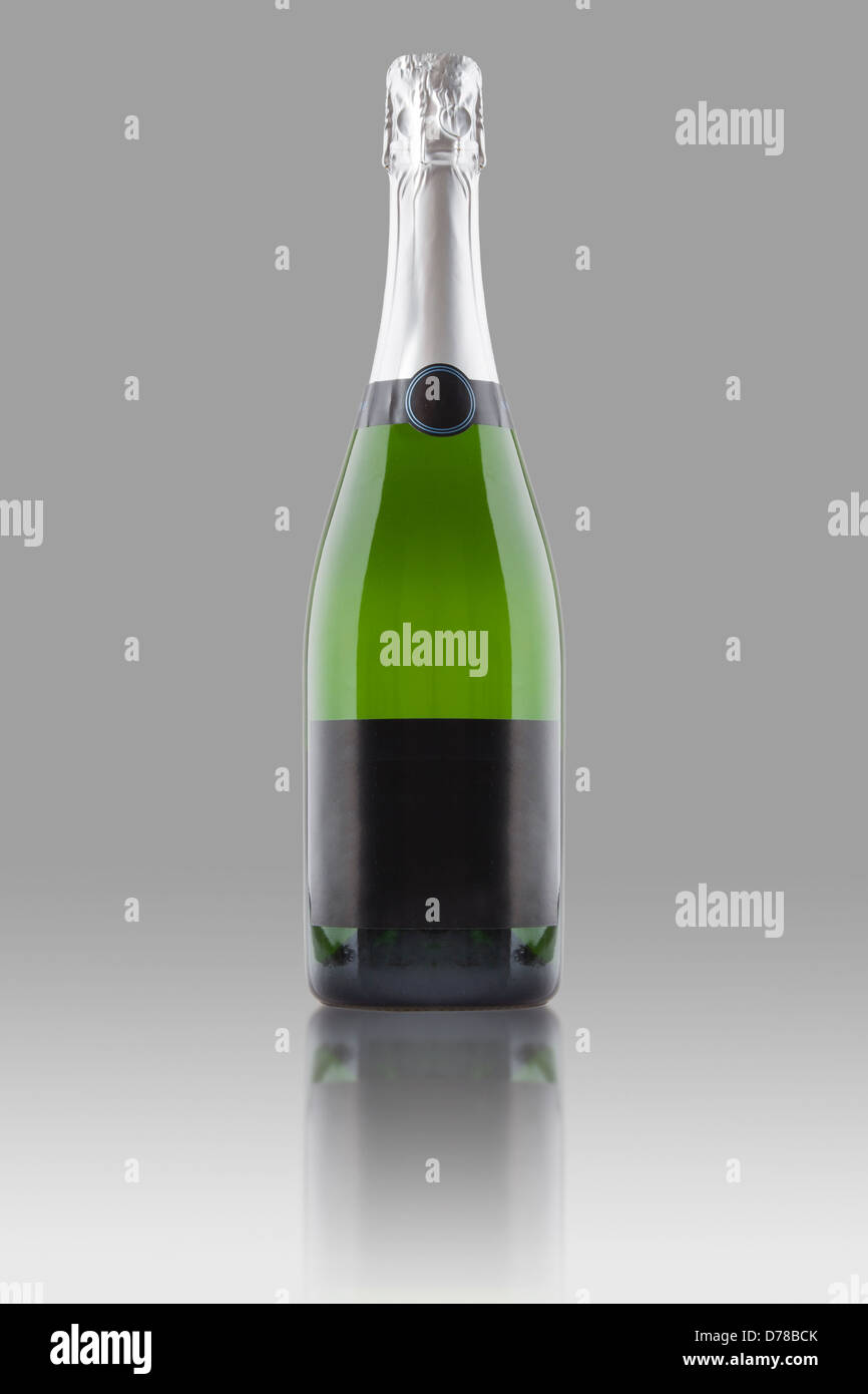 Studio image of a blank sparkling drink bottle (champagne prosseco cava wine) Stock Photo