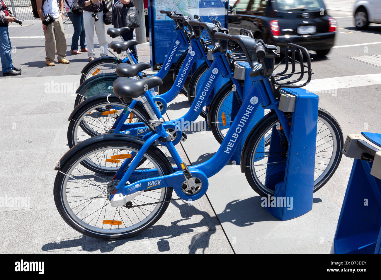 Melbourne bikes on the street near |Federation square, Australia Stock Photo