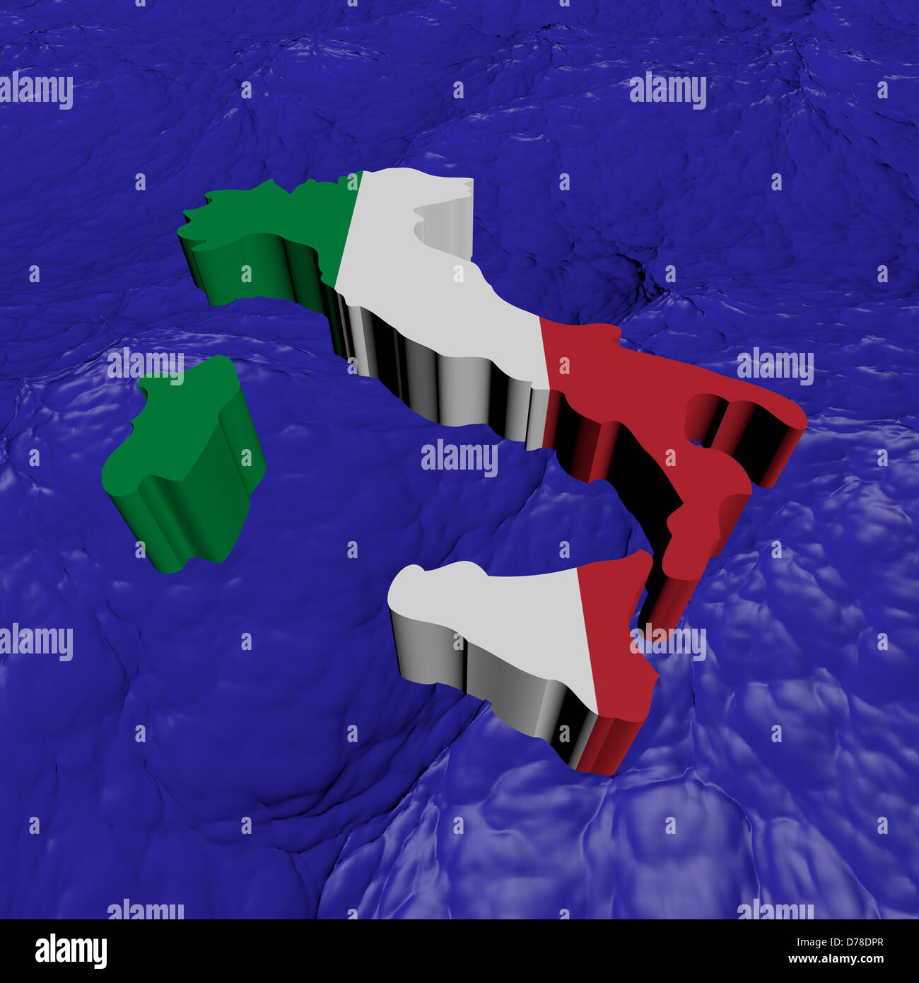 Italy map flag in abstract ocean illustration Stock Photo - Alamy