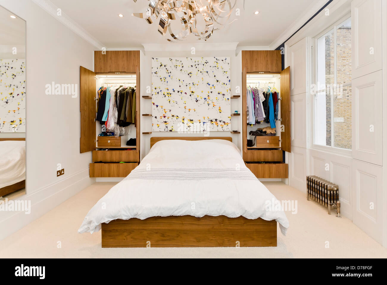 Open Wardrobes In Modern Bedroom Stock Photo 56121535 Alamy