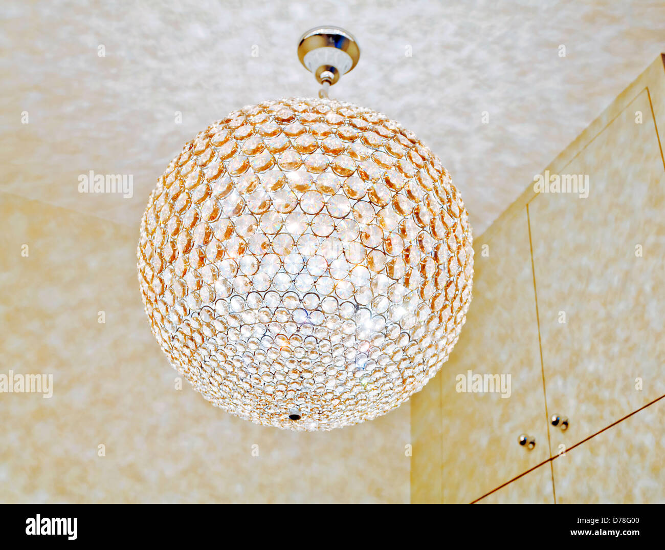 Spherical crystal pendant light shade Stock Photo
