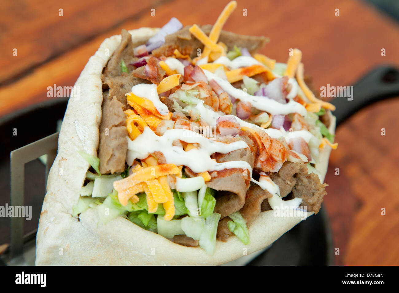 pitta bread with meat filling Stock Photo Alamy