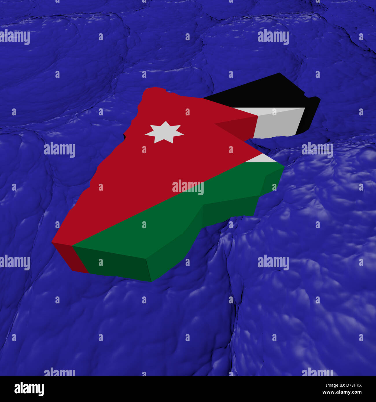 Jordan map flag in abstract ocean illustration Stock Photo Alamy