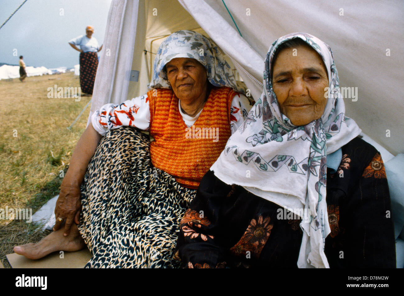 Tuzla Airfield Bosnia Bosnian Muslim Refugees By Tent Home Un Camp Stock Photo