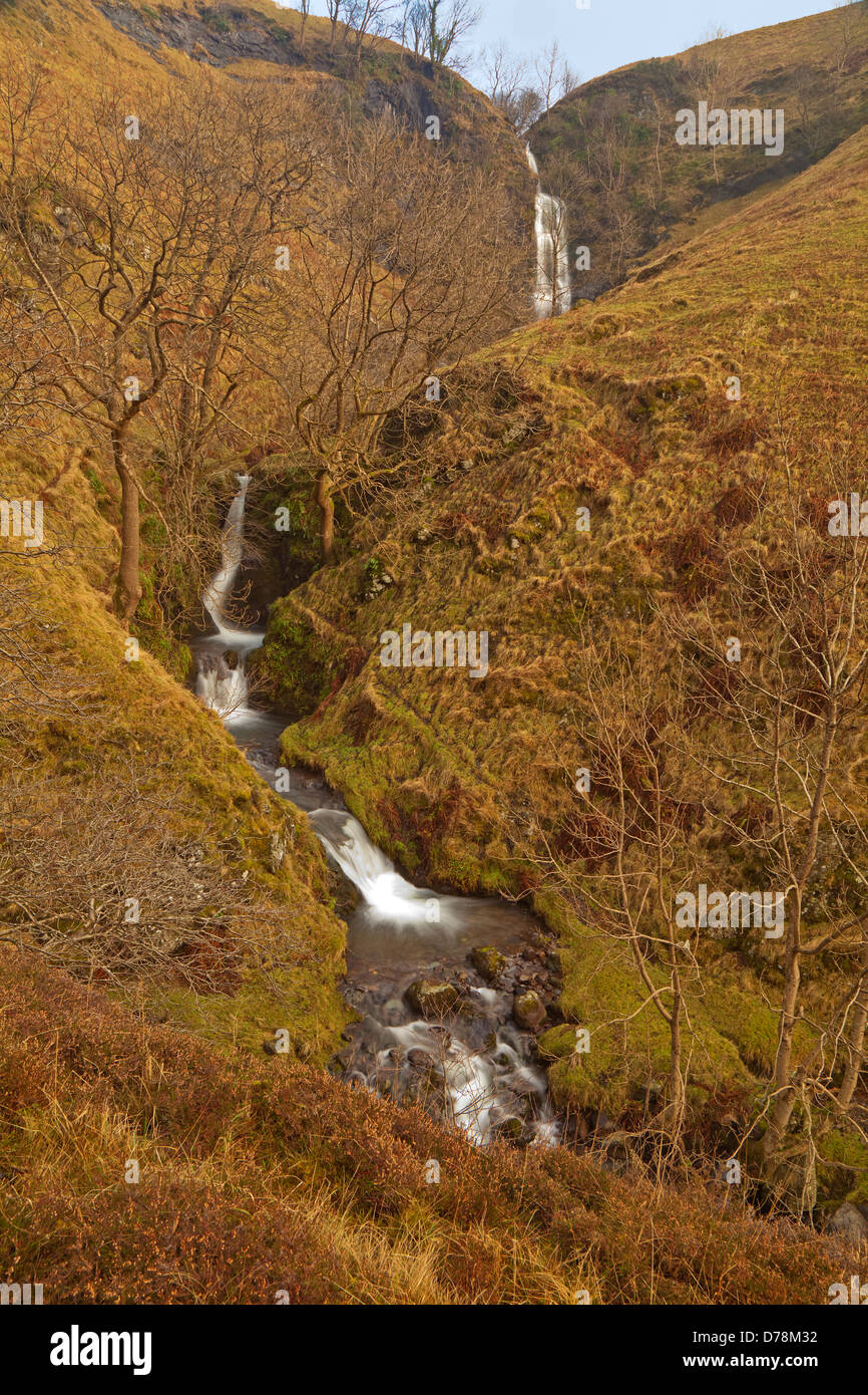 The Glenwinnel Burn falling into Alva Glen in the Ochil Hills Stock Photo