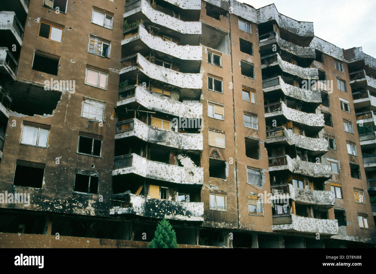 Bosnia-herzegovina Sarajevo War Destruction Apartment Block Stock Photo