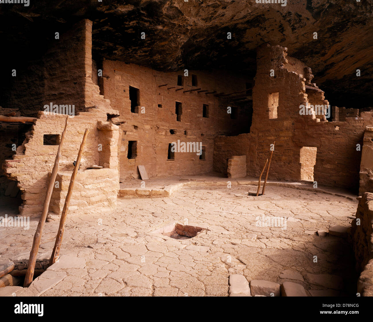 Circular kivas at Spruce Tree House Ancestral Pueblo cliff dwelling