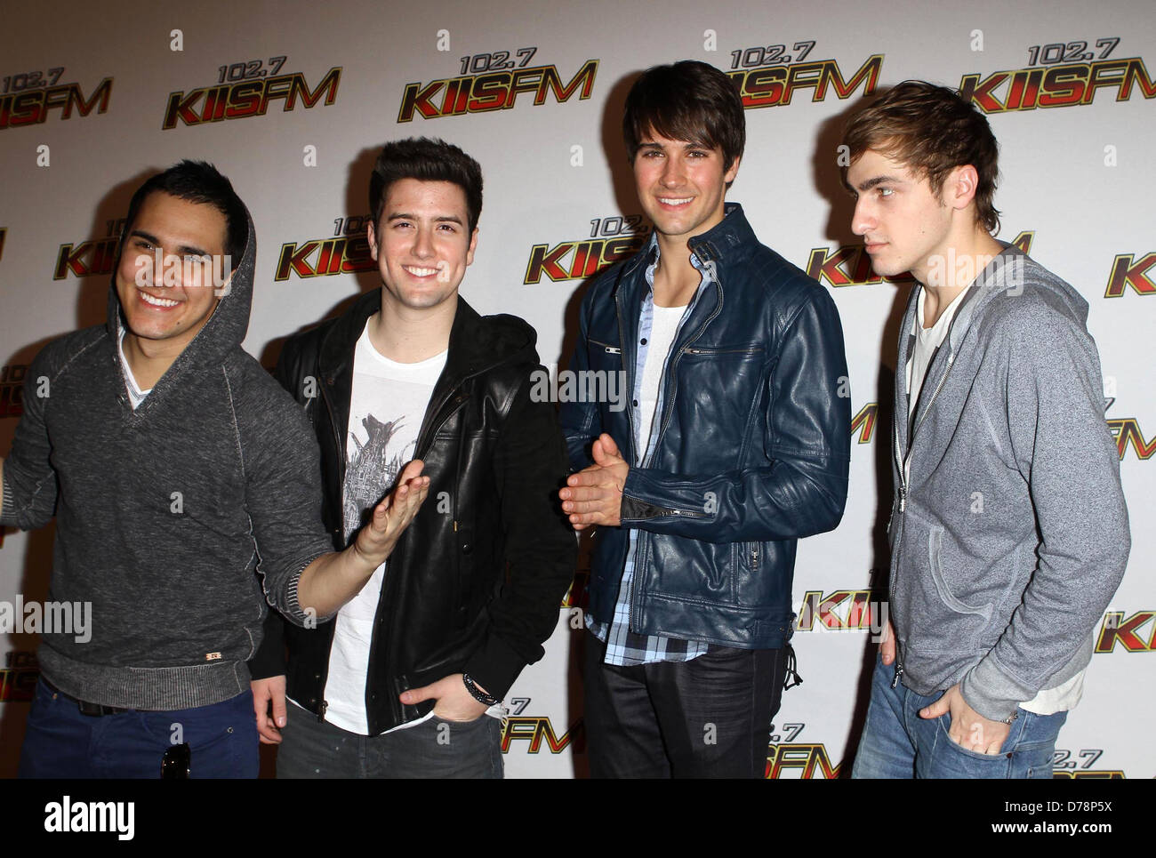 Band Big Time Rush L R Carlos Pena Logan Henderson James Maslow Kendall Schmidt 102 7 Kiis Fm S Jingle Ball Arrivals Stock Photo Alamy
