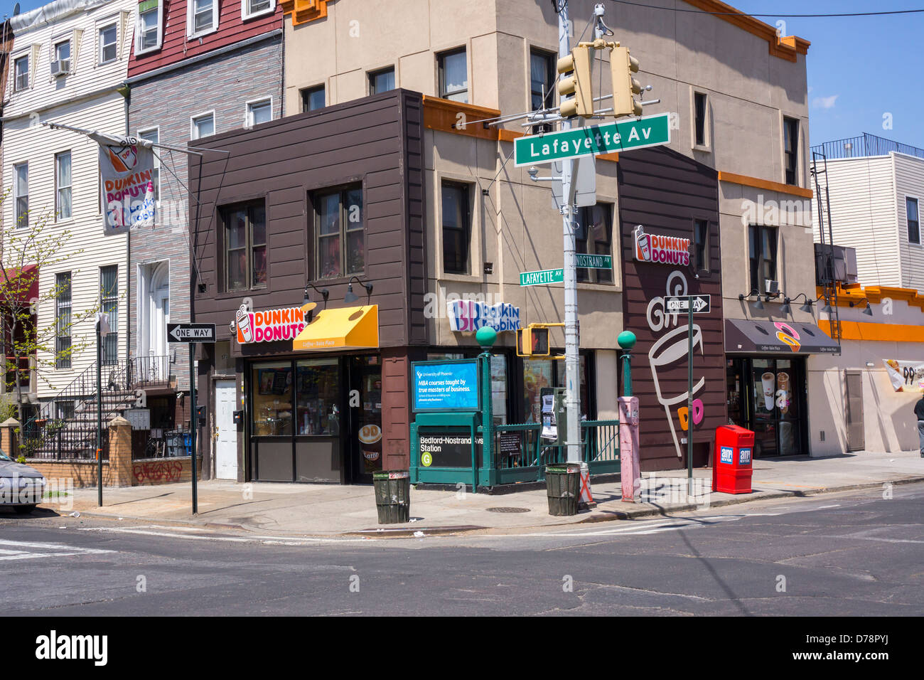 Dunkin Donuts and Baskin Robbins franchise in the Bedford-Stuyvesant neighborhood of Brooklyn Stock Photo