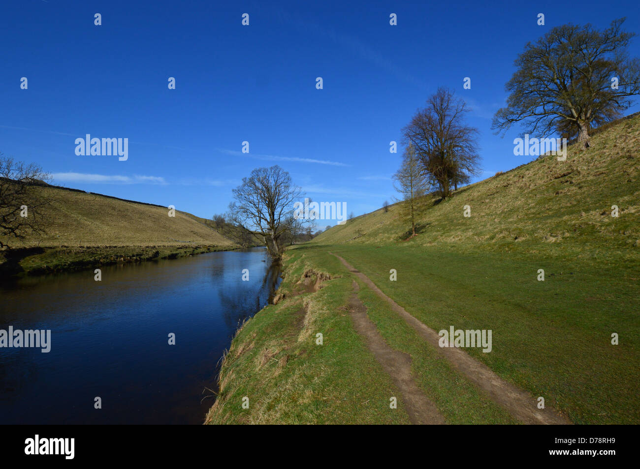 The River Wharfe on the Dales Way Long Distance Footpath Wharfedale Yorkshire Stock Photo