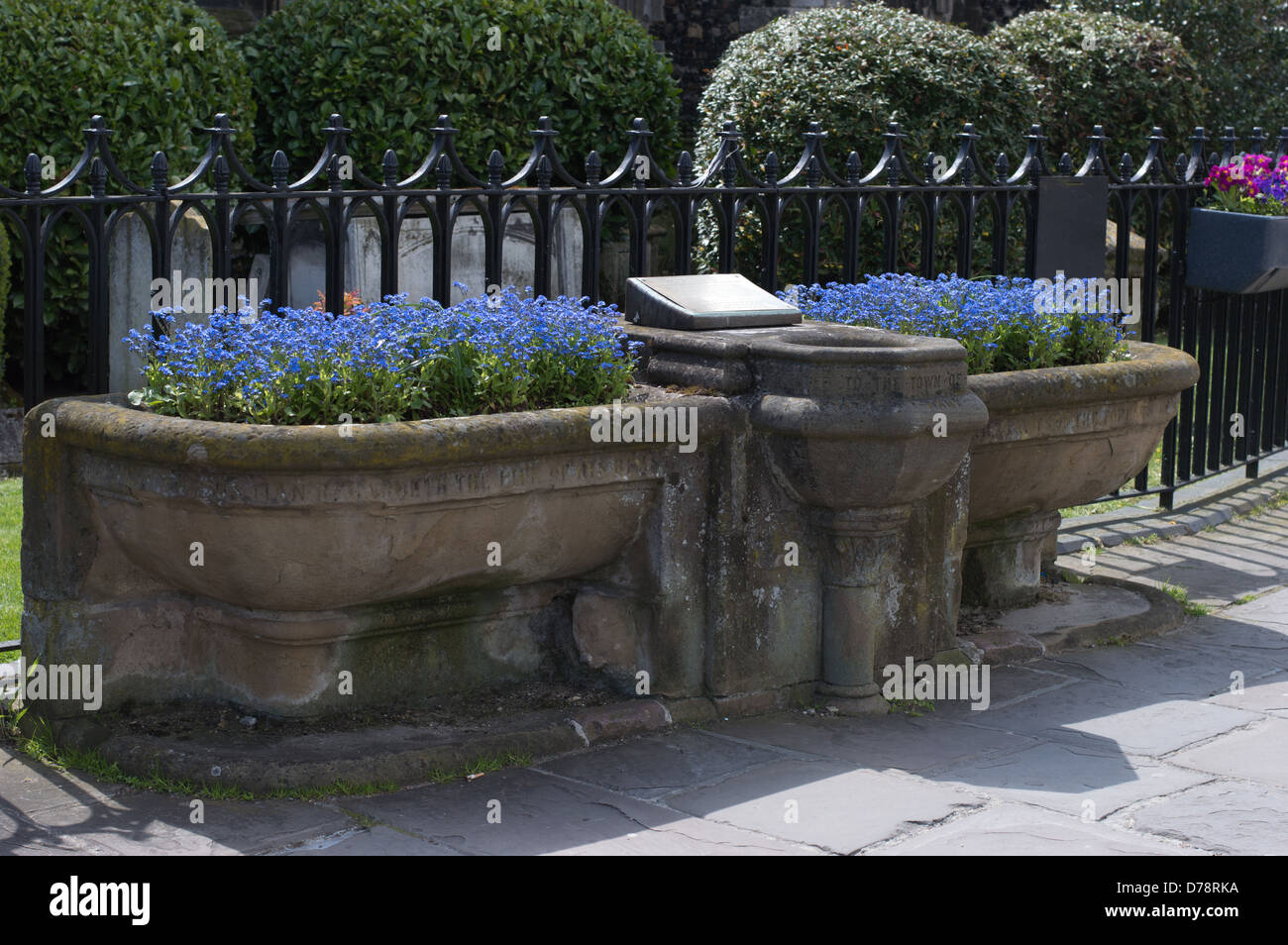 England, Suffolk, Sudbury, The old drinking fountain in Market Hill, which featured in the book '101 Dalmations' by Dodie Smith. Stock Photo