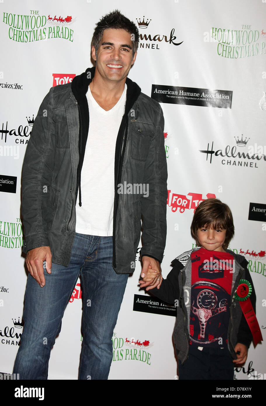 Galen Gering and his son Dillon The 80th Anniversary of The Hollywood Christmas Parade benefiting Marine Toys For Tots on Stock Photo