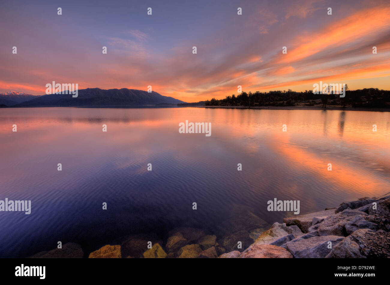 An evening at Lake Brunner, West Coast New Zealand Stock Photo
