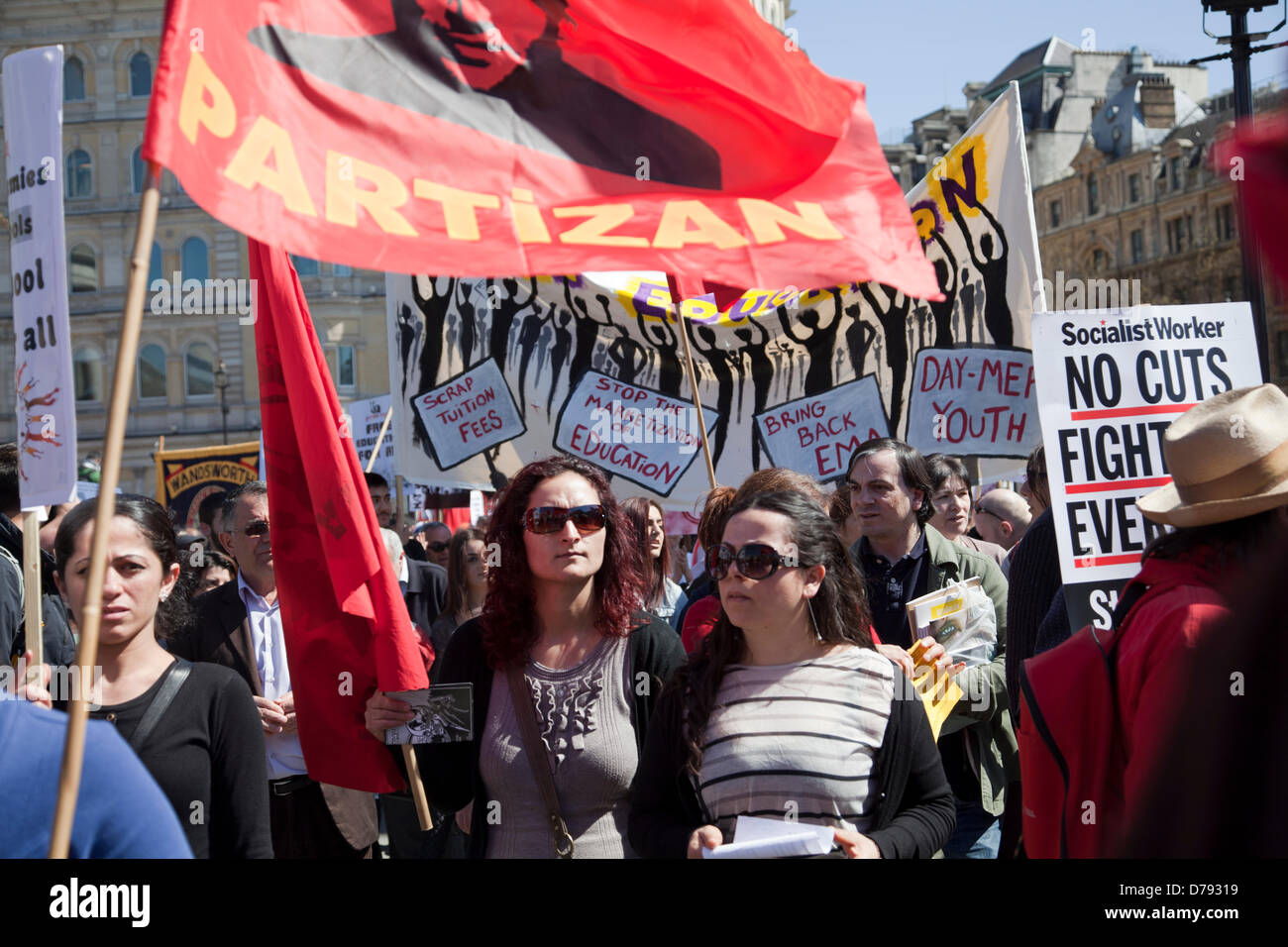 01 May 2013 - 14 .29 pm - May Day Rally Demonstration Takes Place in Trafalgar Square - London - England - UK Stock Photo