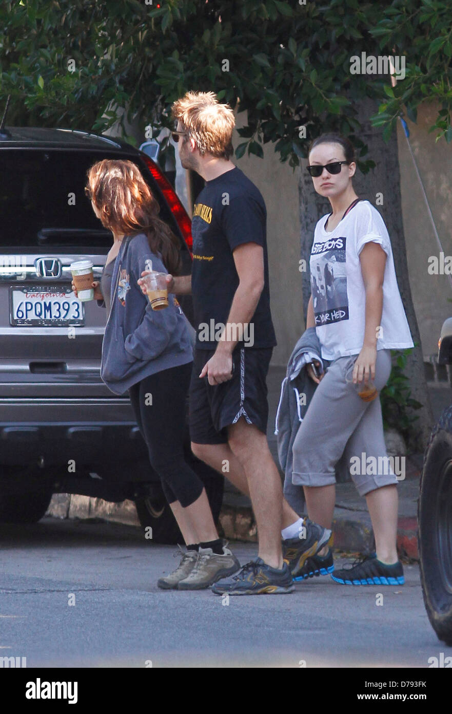 Olivia Wilde and friends leaving Little Dom's Deli in Los Feliz with