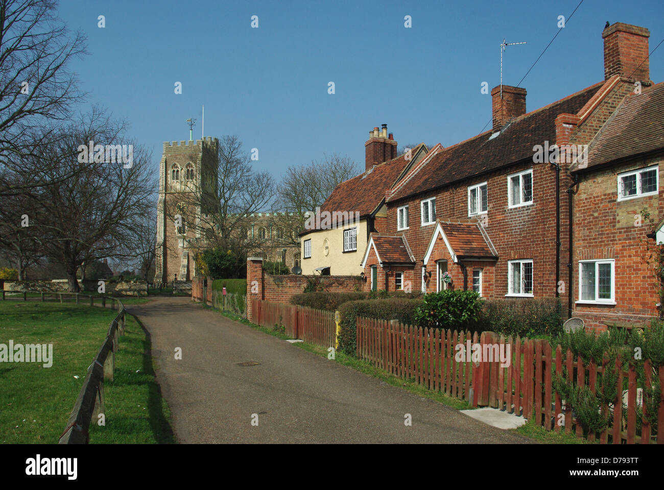 A lane in the village of Cardington leading to St Mary's church, a row