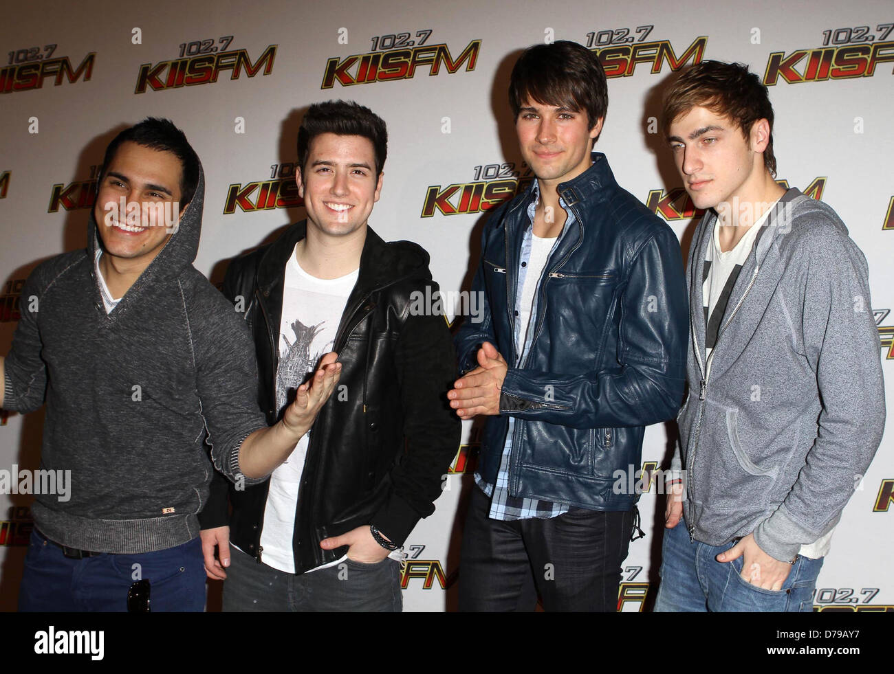 Band Big Time Rush L R Carlos Pena Logan Henderson James Maslow Kendall Schmidt 102 7 Kiis Fm S Jingle Ball Arrivals Stock Photo Alamy