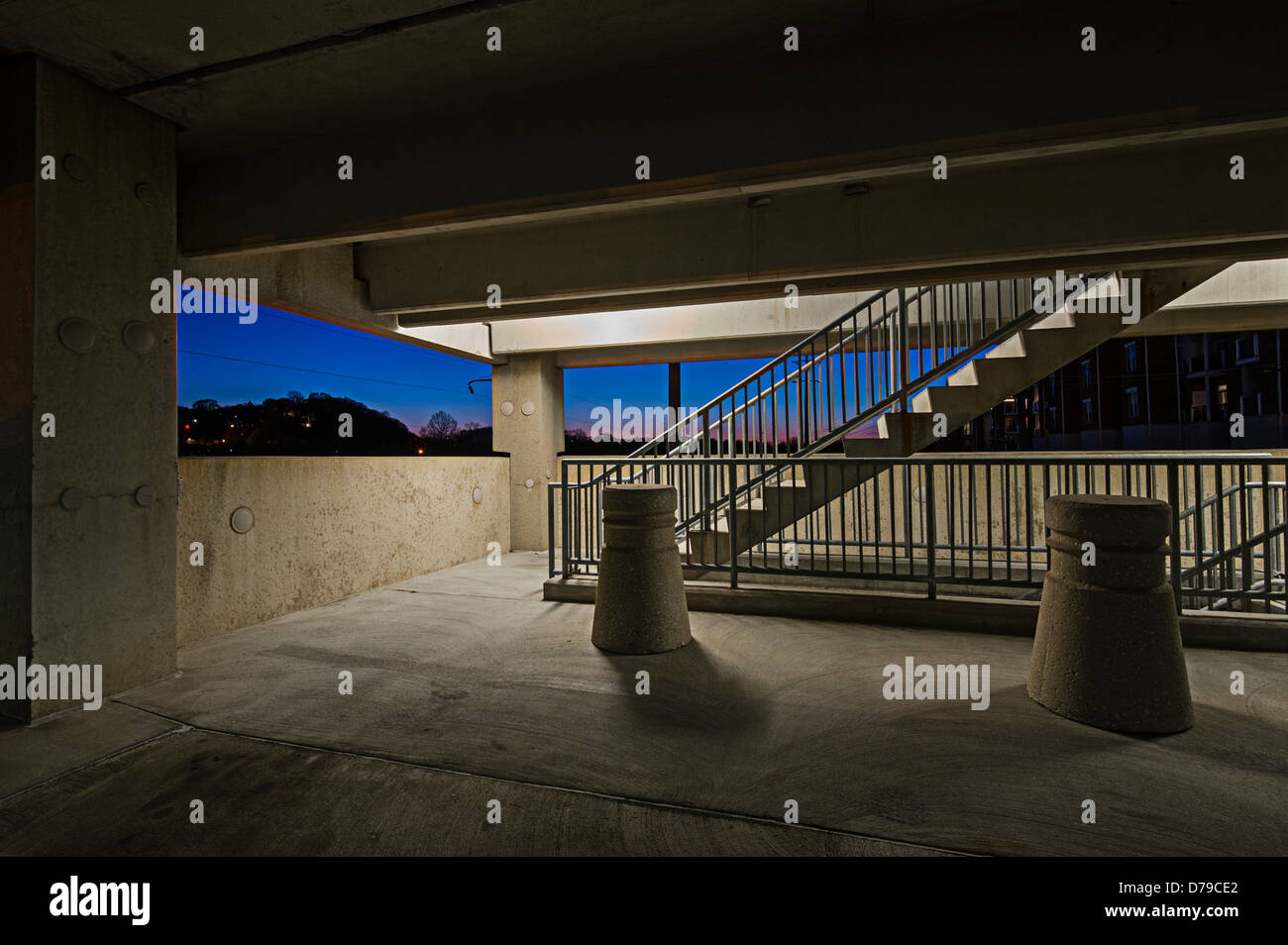 Concrete Stairs In Parking Garage Stock Photo