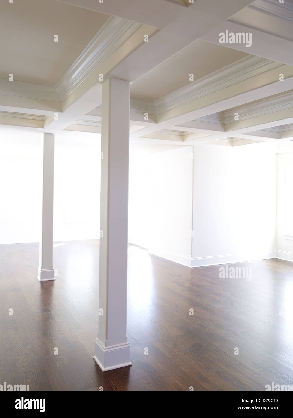 Bright White Room With Columns Stock Photo