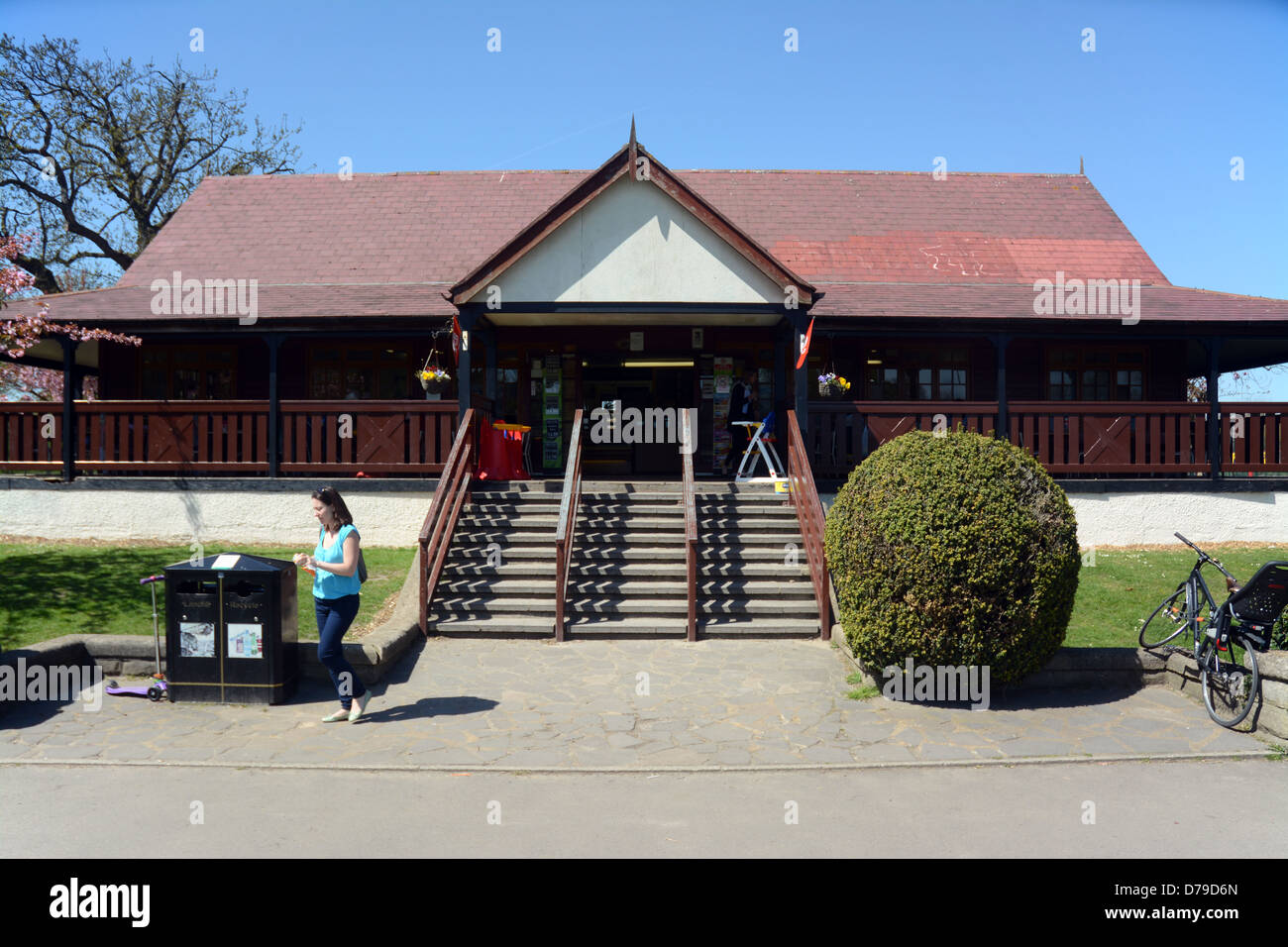 The Café in Wimbledon Park Merton on a sunny spring day Stock Photo Alamy