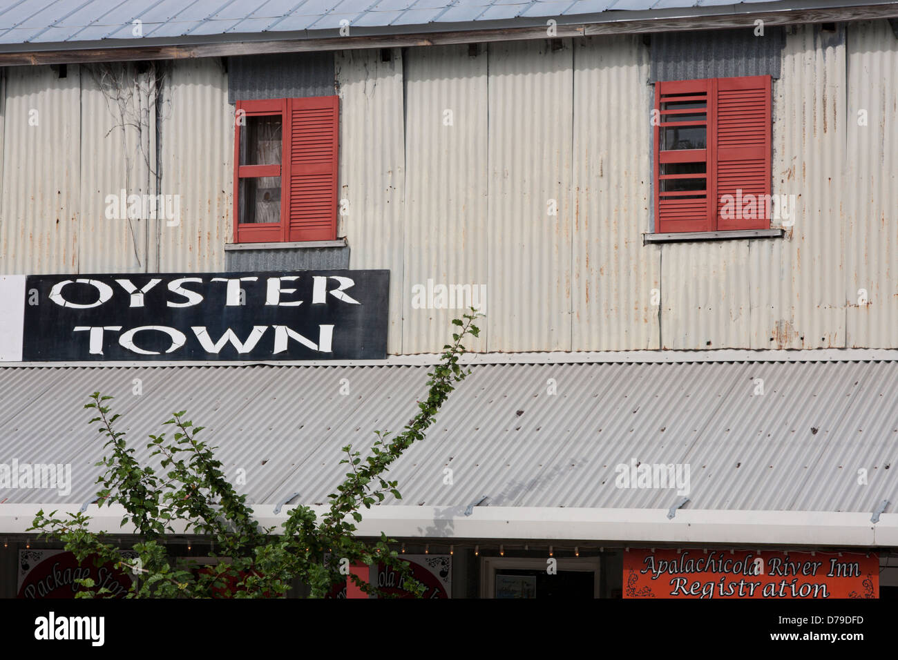 Tin building on Water St. in downtown Apalachicola, FL, USA Stock Photo