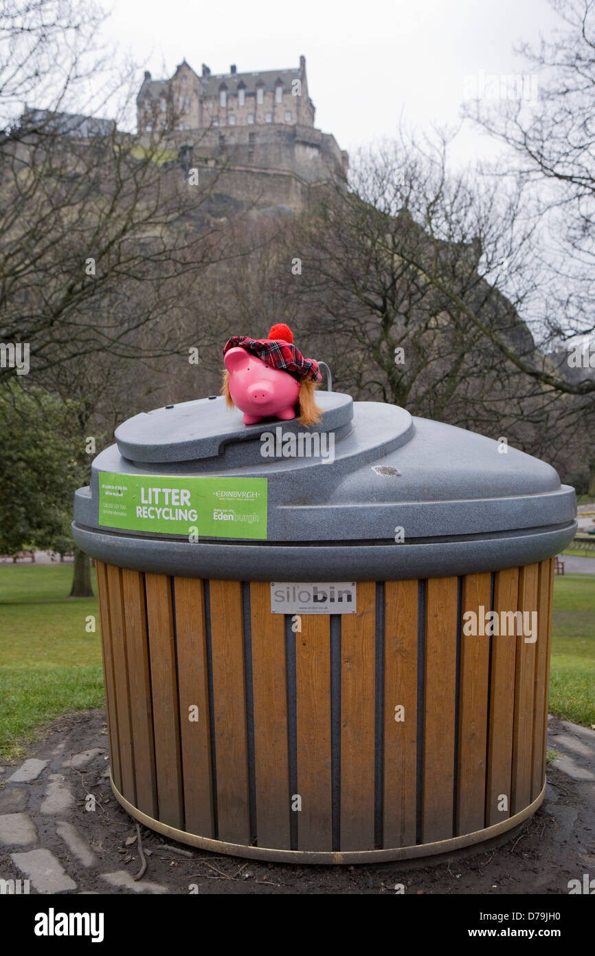 Saving money by Recycling Edinburghs silobin Stock Photo