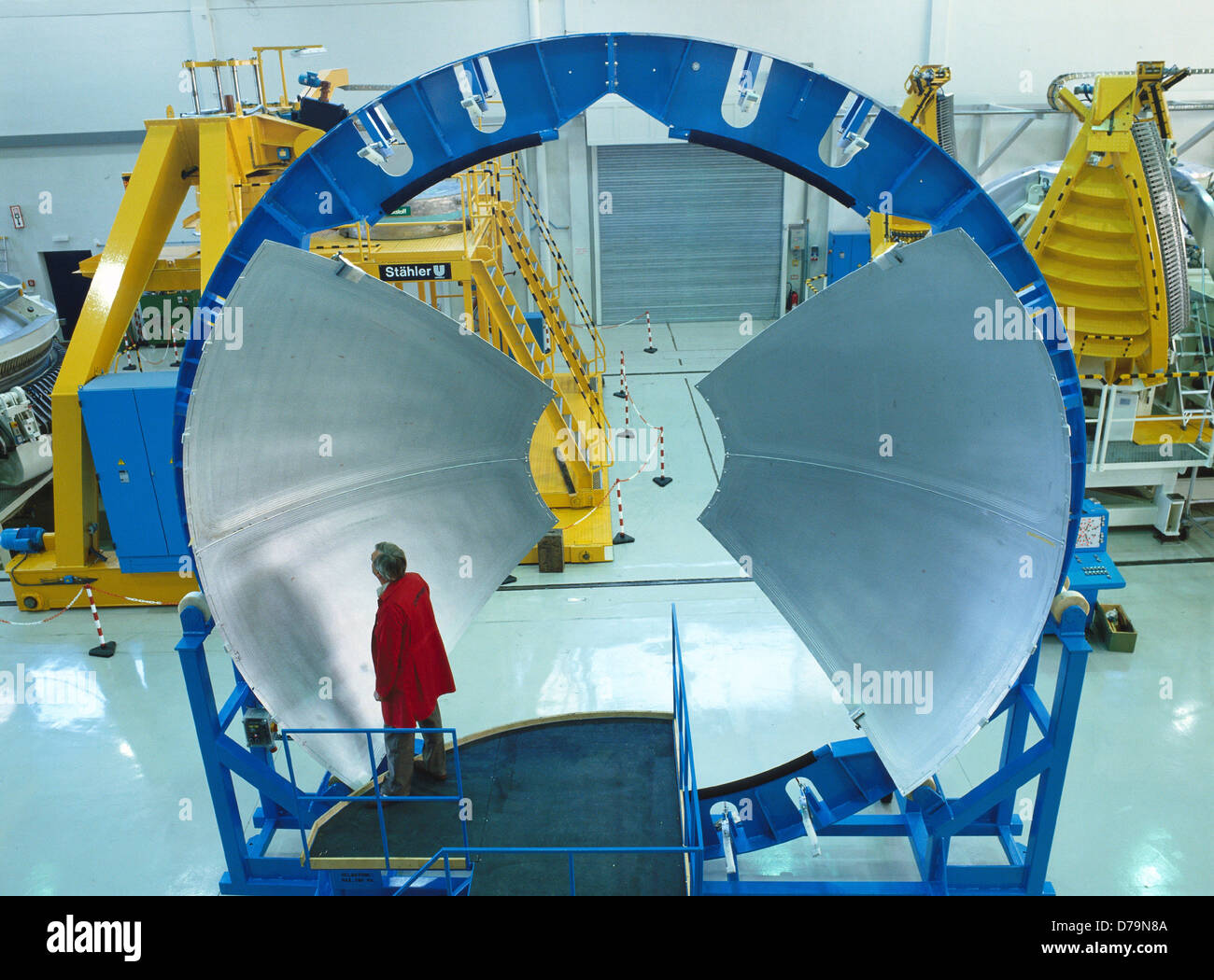 Facility x-raying welded components during construction European carrier rocket 'Ariane' transport satellites Stock Photo