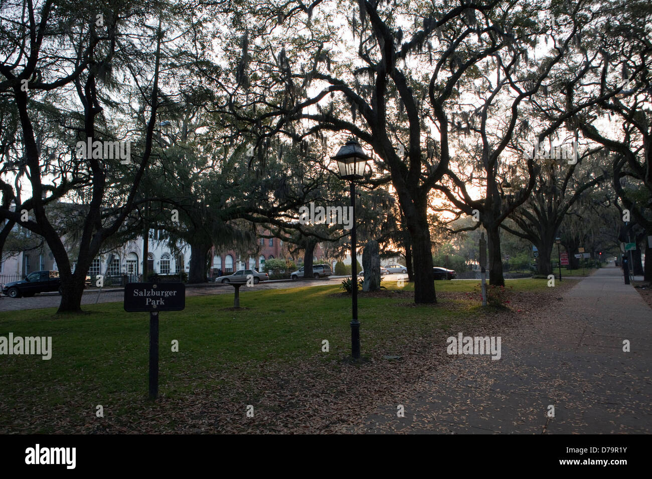 A view of Salzburger Park in Savannah, Georgia Stock Photo