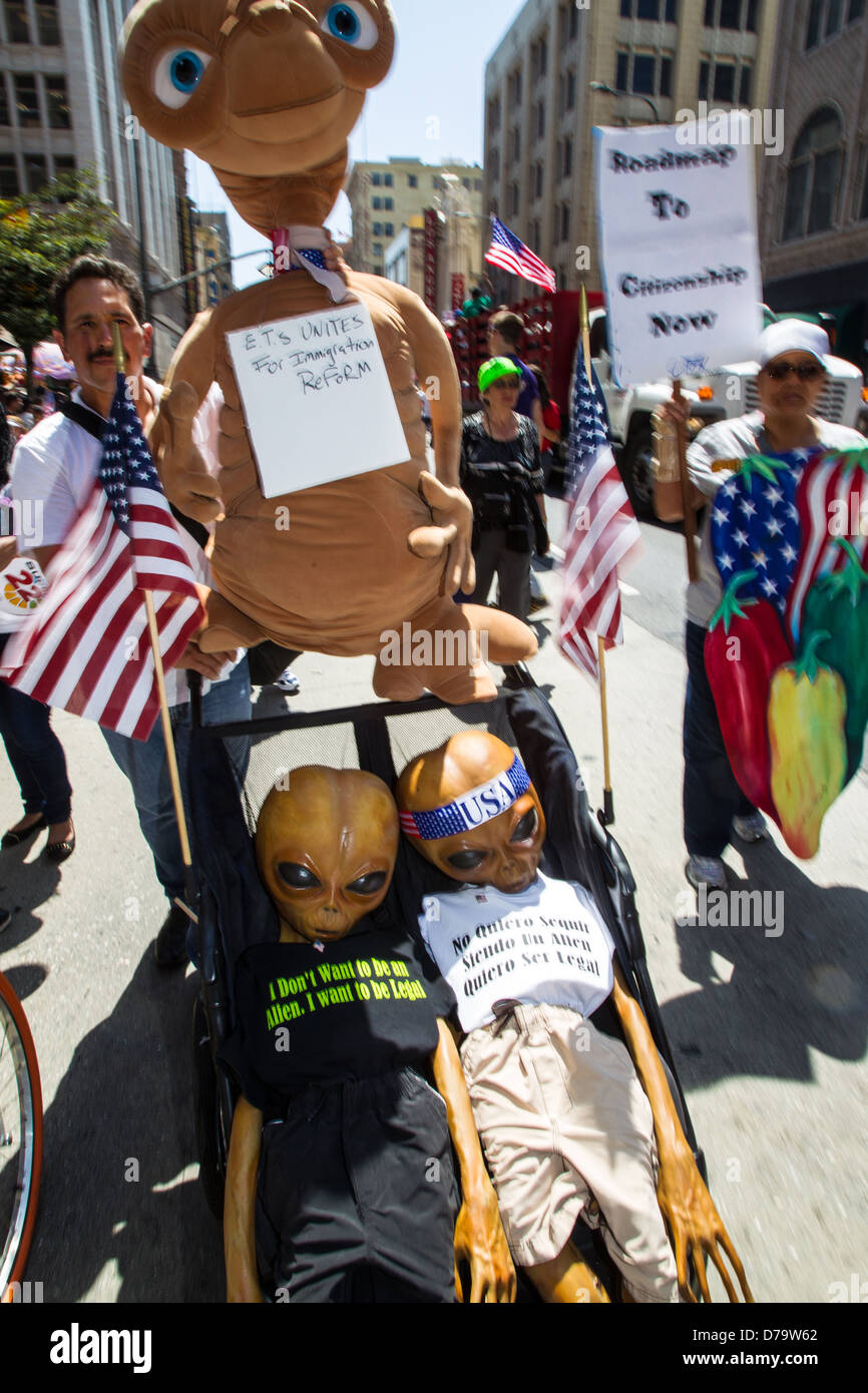 Immigration May Day March in Los Angeles 2013. Stock Photo