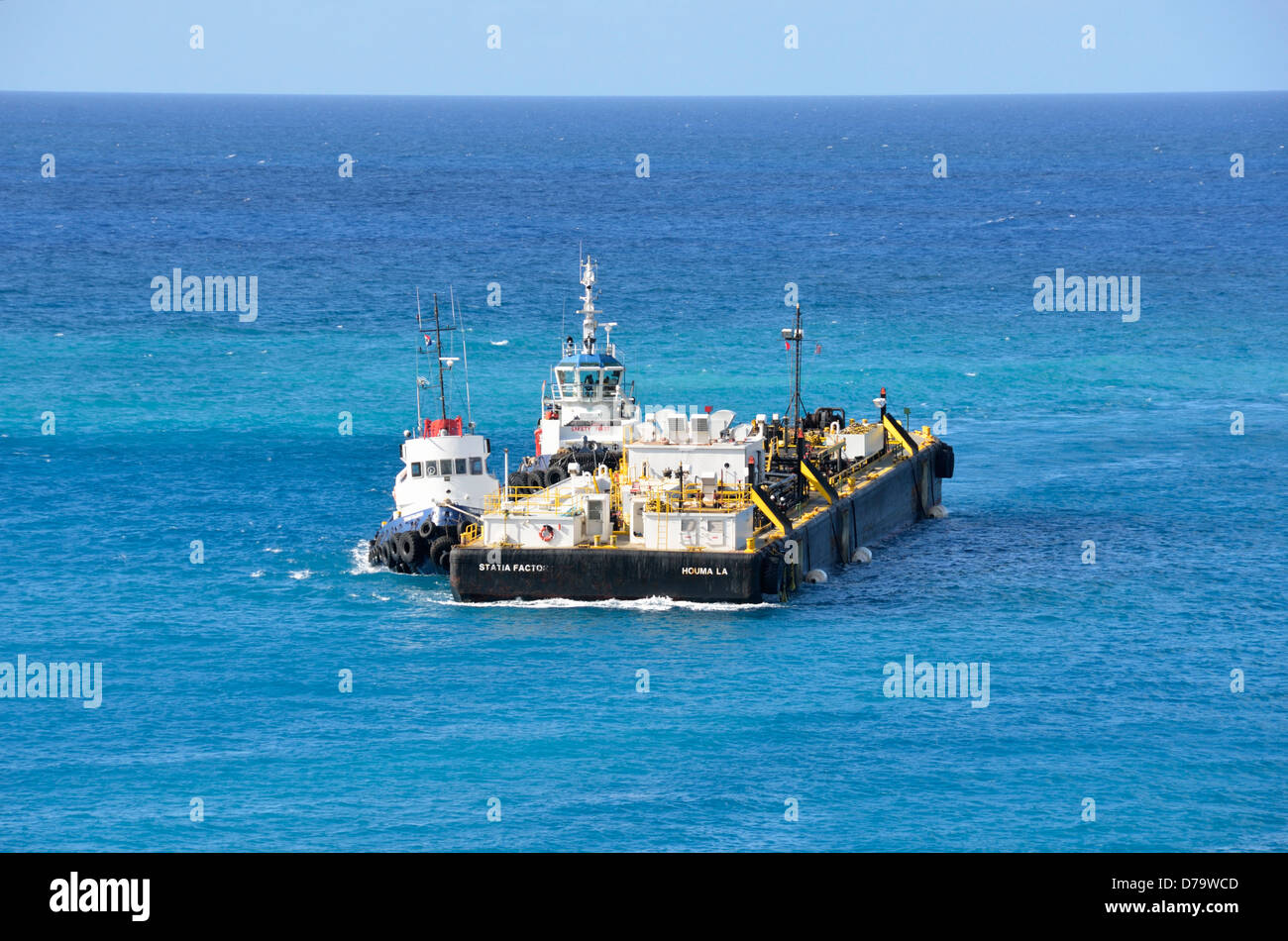 Fuel barge in Philipsburg, St. Maarten, Netherland Antilles Stock Photo