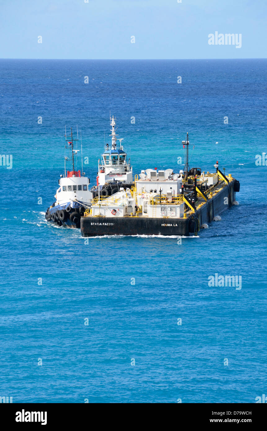 Fuel barge in Philipsburg, St. Maarten, Netherland Antilles Stock Photo