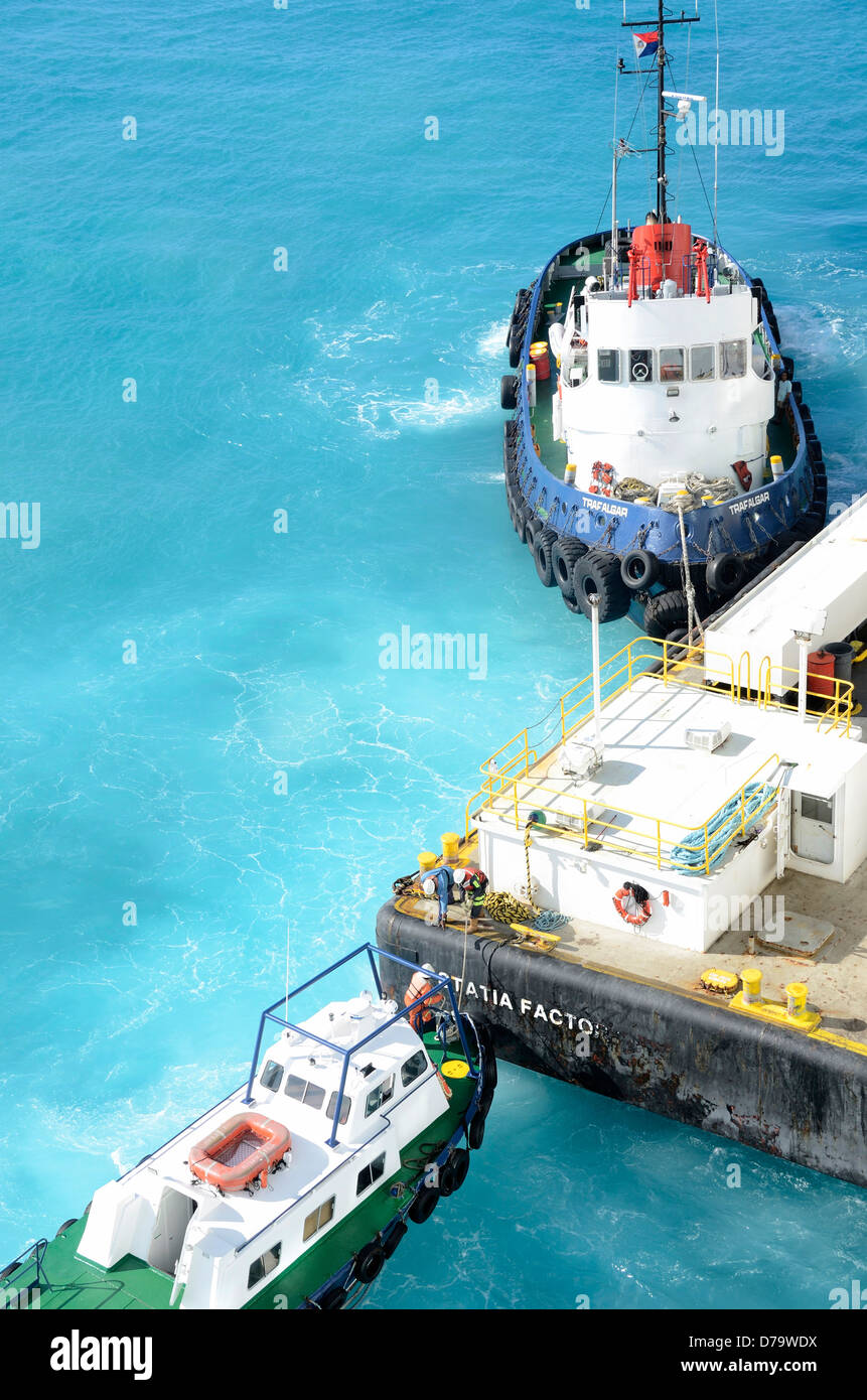 Fuel barge in Philipsburg, St. Maarten, Netherland Antilles Stock Photo