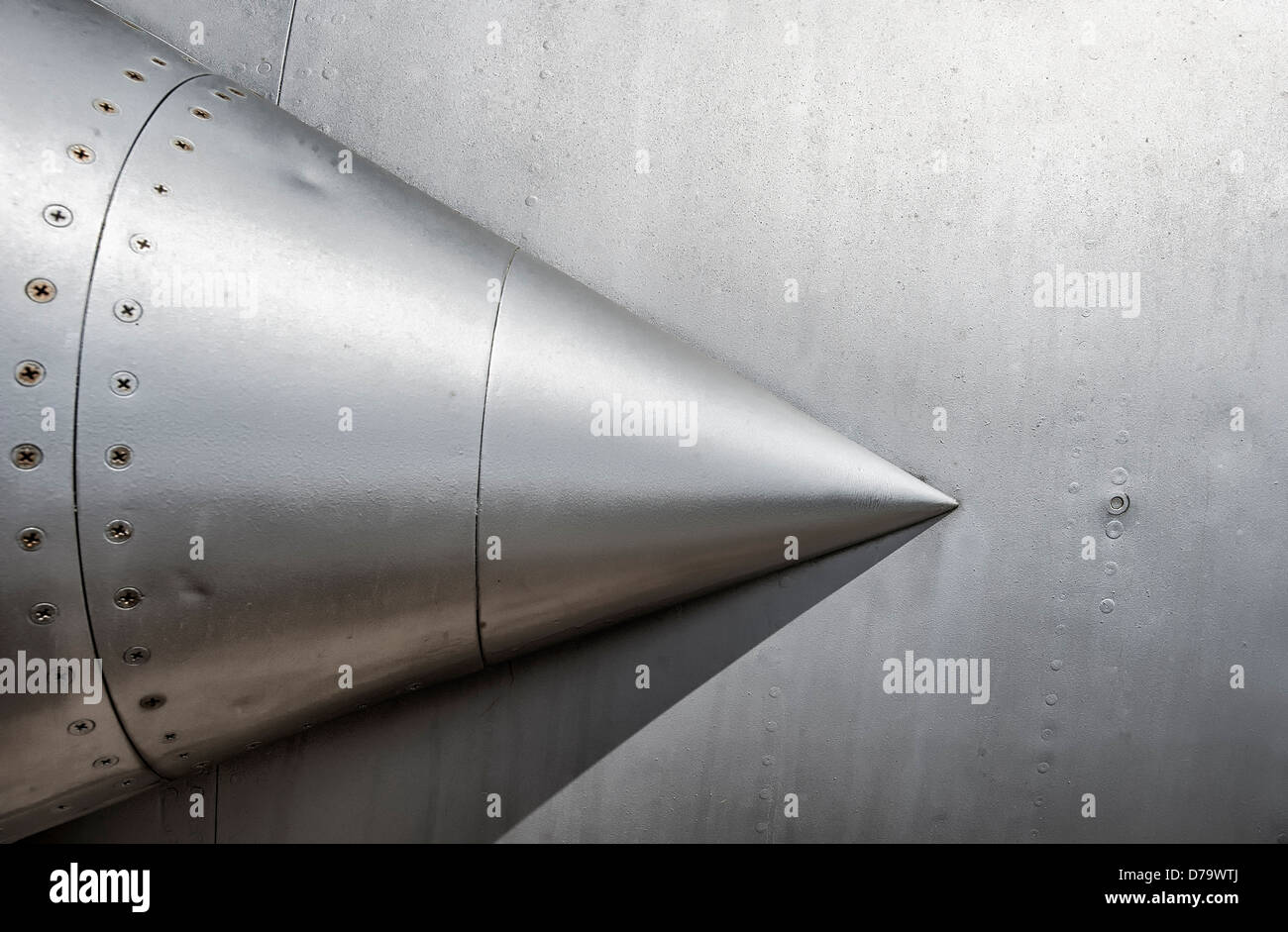 A horizontal view of a jet fighter air intake side pod,1960's USAF aircraft Stock Photo