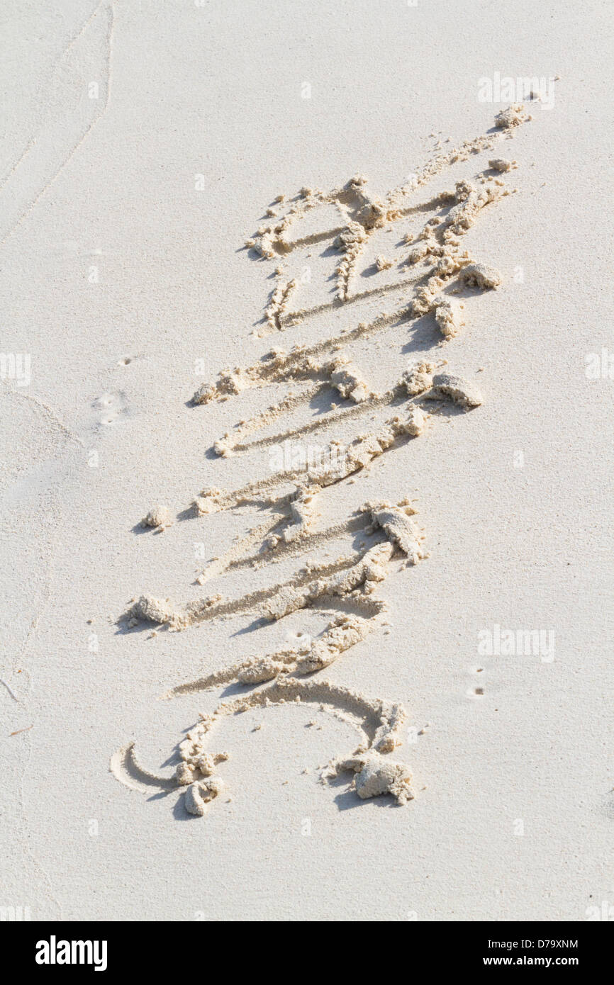 Summer written on the beach with wave Stock Photo - Alamy