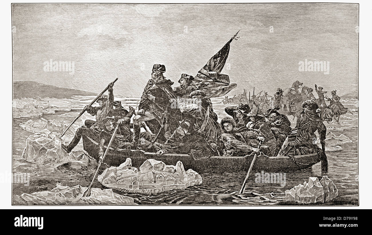 Engraving Washington Crossing Delaware Stock Photo