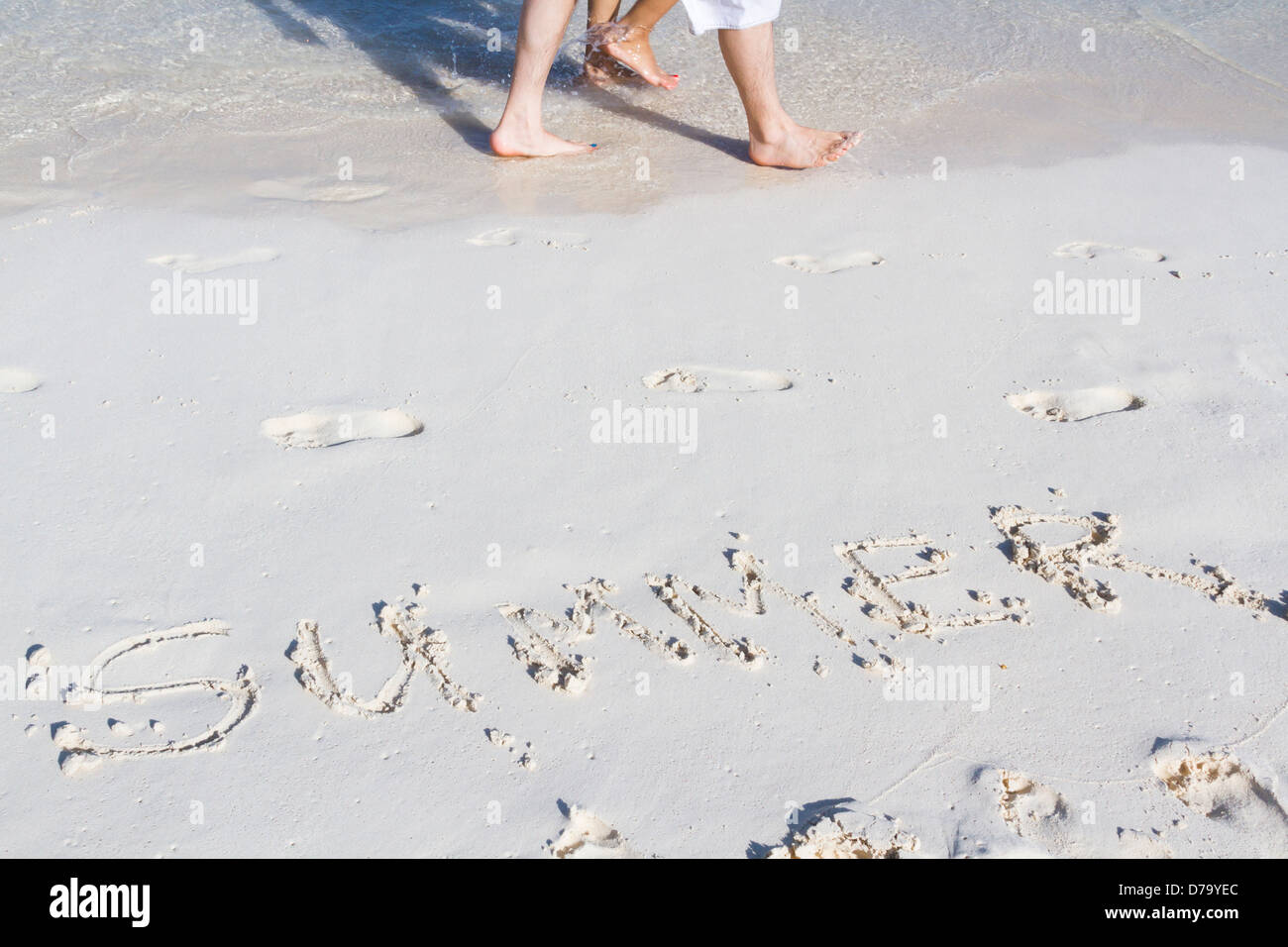 Summer written on the beach with wave Stock Photo - Alamy