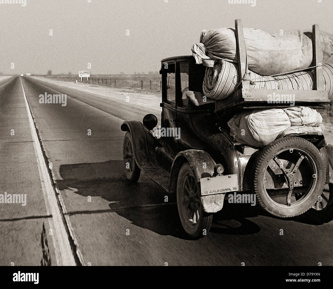 Drought Refugee's Car on Road Stock Photo Alamy