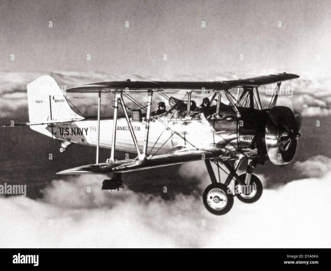 Navy Biplane Meteorograph on Starboard Wing Strut Stock Photo