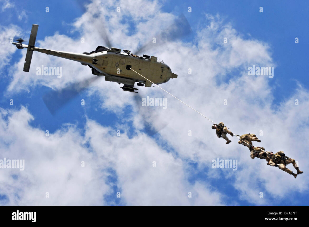 Navy SEALs Demonstrate Special Patrol Insertion/Extraction Helicopter Stock Photo