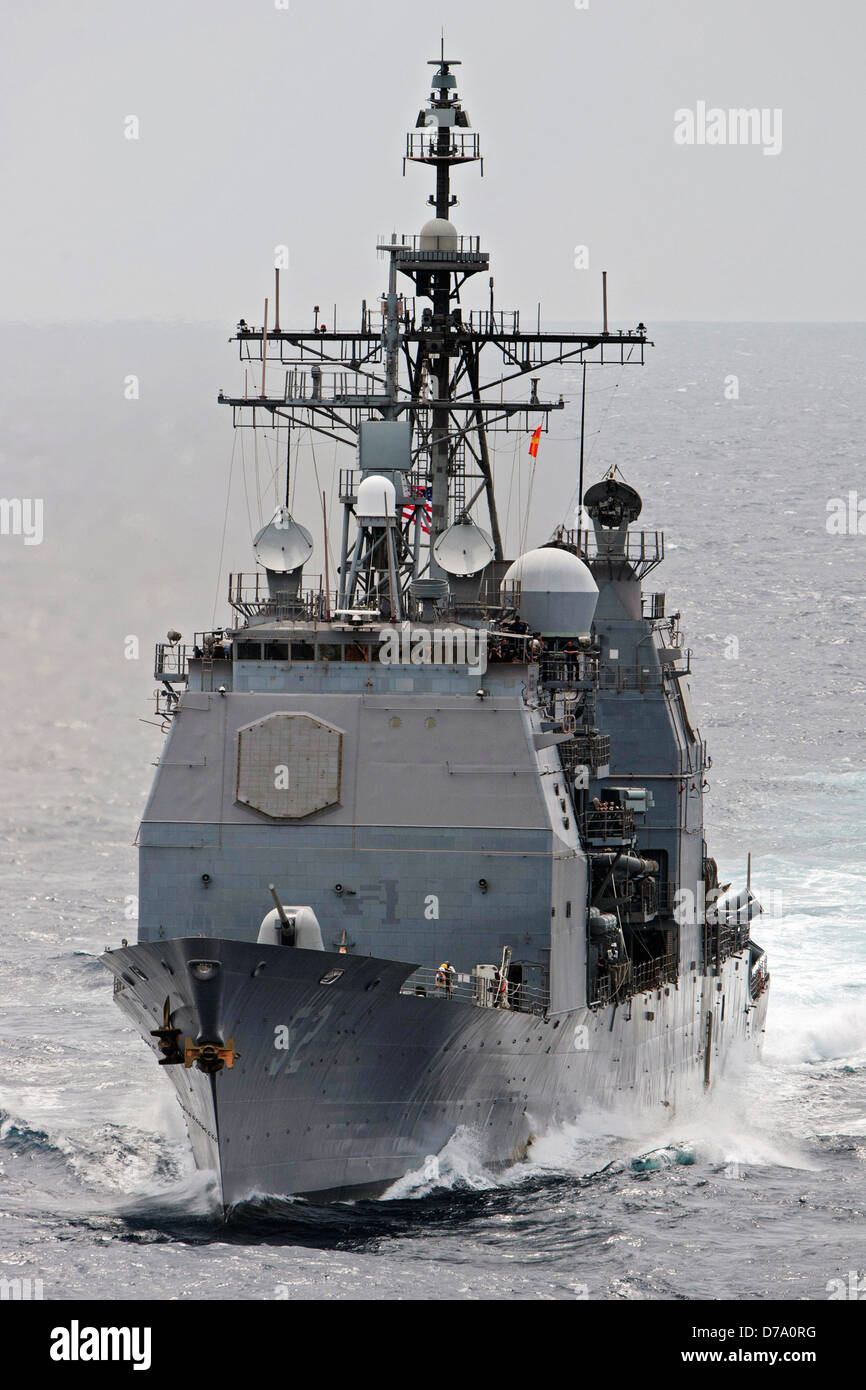 USS Bunker Hill Underway in Indian Ocean Stock Photo