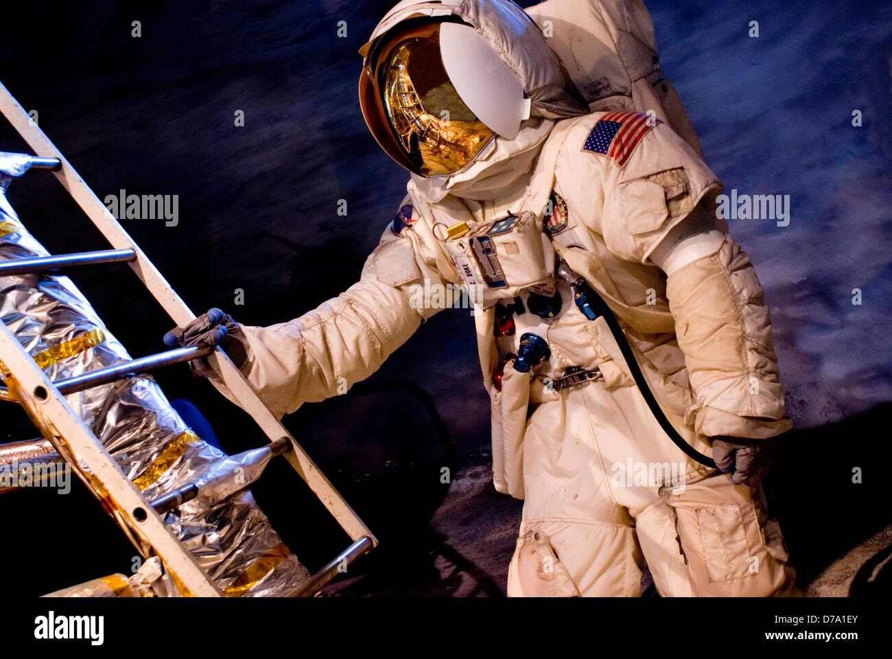 USA Illinois Chicago Apollo spacesuit lunar module in museum Stock Photo