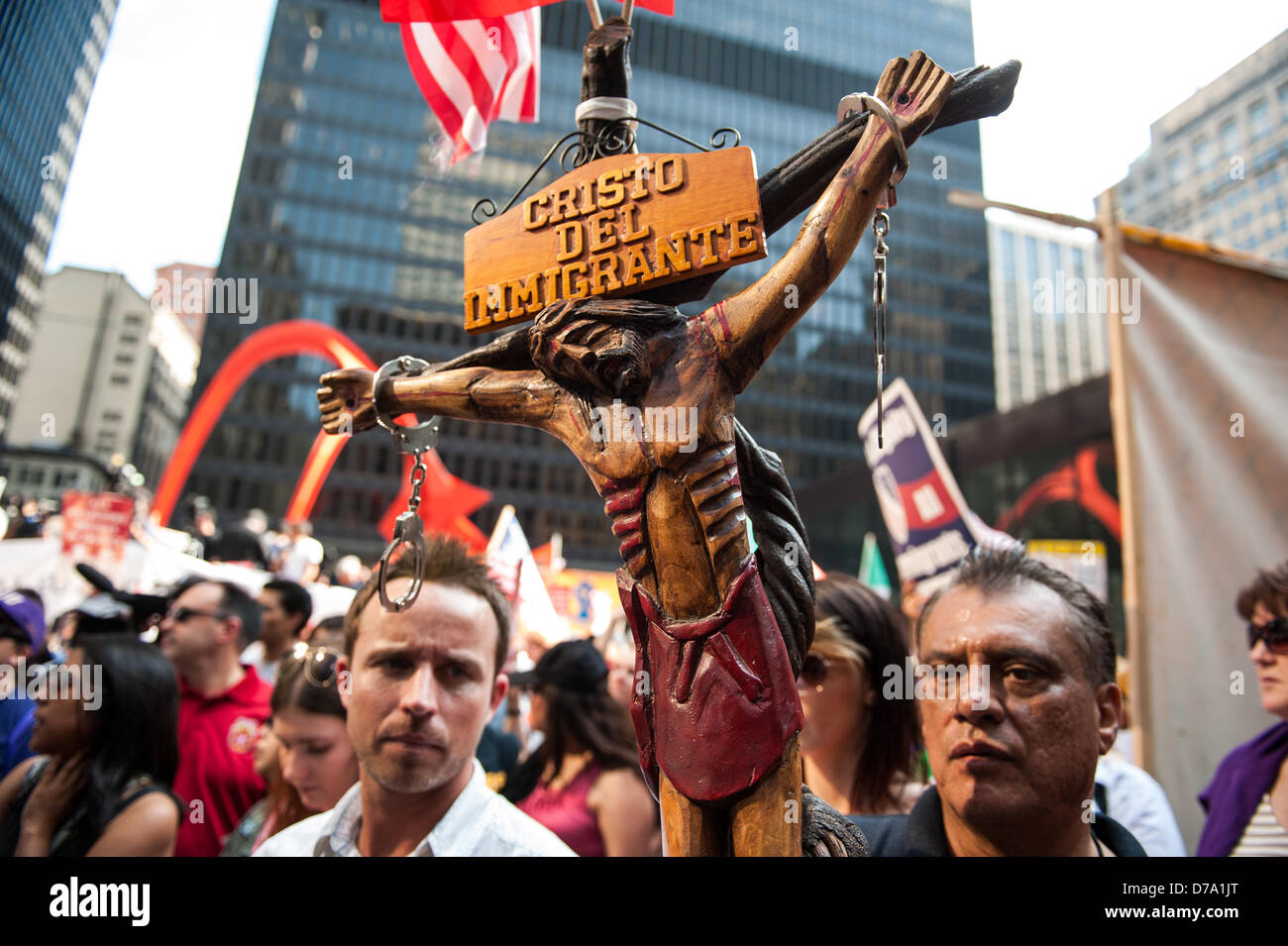 Chicago, U.S.A. 1st May 2013. Marchers gather at Federal Plaza in Chicago for a May Day rally for workers' rights and immigration reform. Credit: Max Herman/Alamy Live News Stock Photo