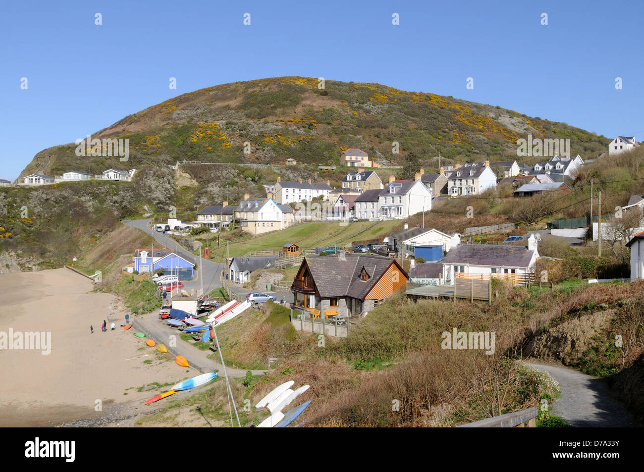 Tresaith village and beach Cardigan Bay Ceredigion Wales Cymru uK GB