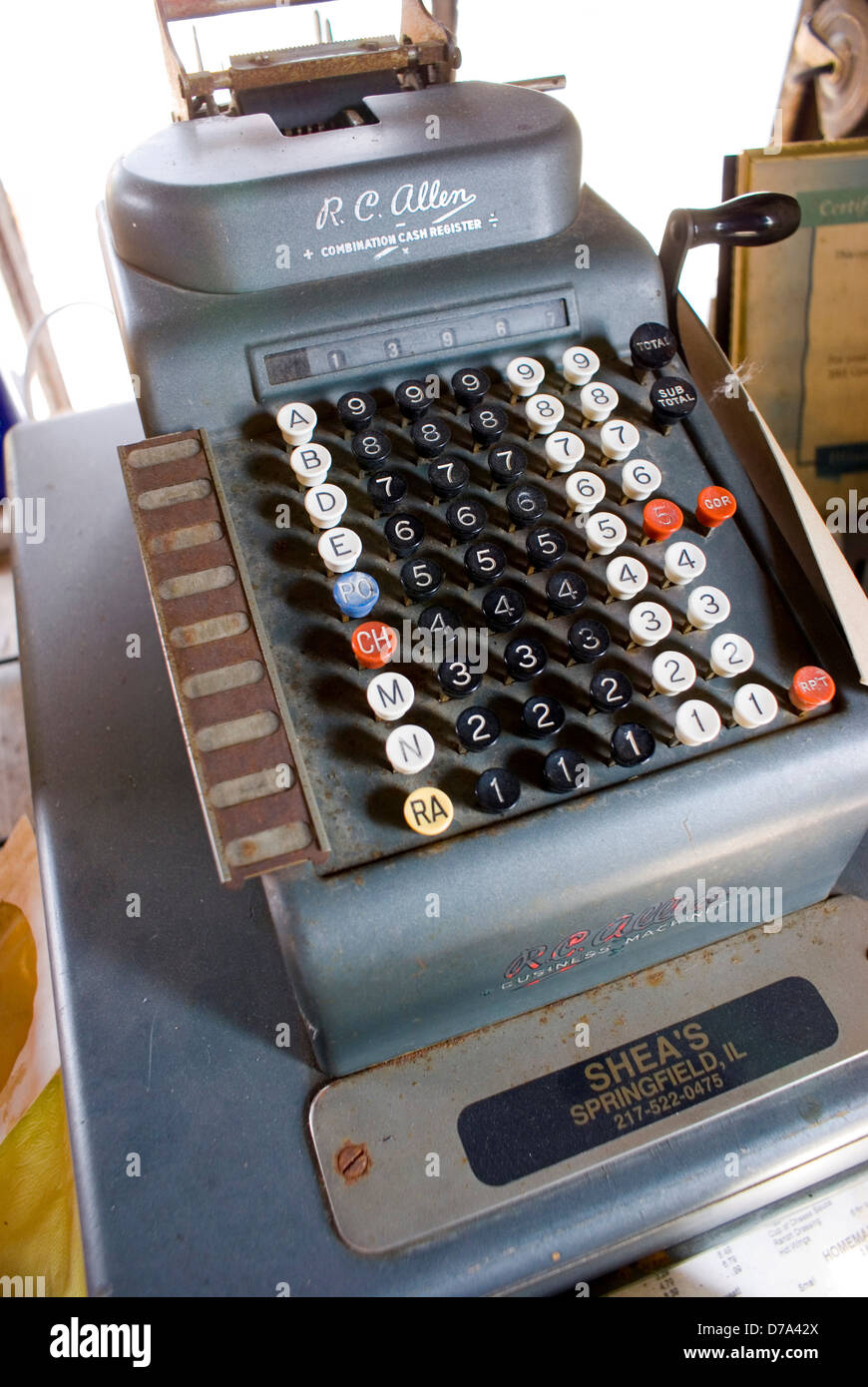 Historic cash register at Shea's Gas Station Museum Route 66