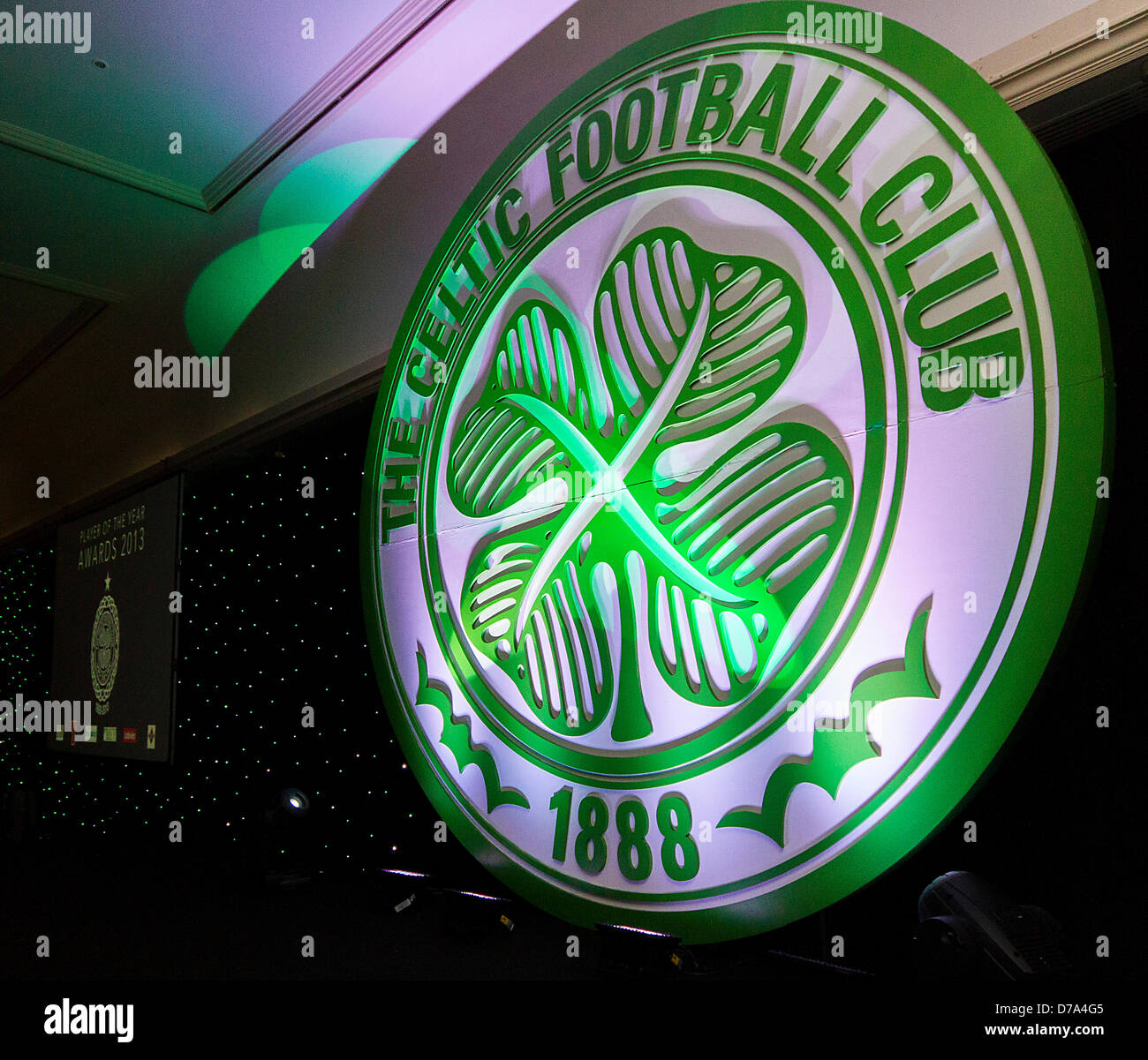 29.04.2013 Glasgow, Scotland. Stage is set for the Celtic Football Club Player of the year awards ceremony. Stock Photo