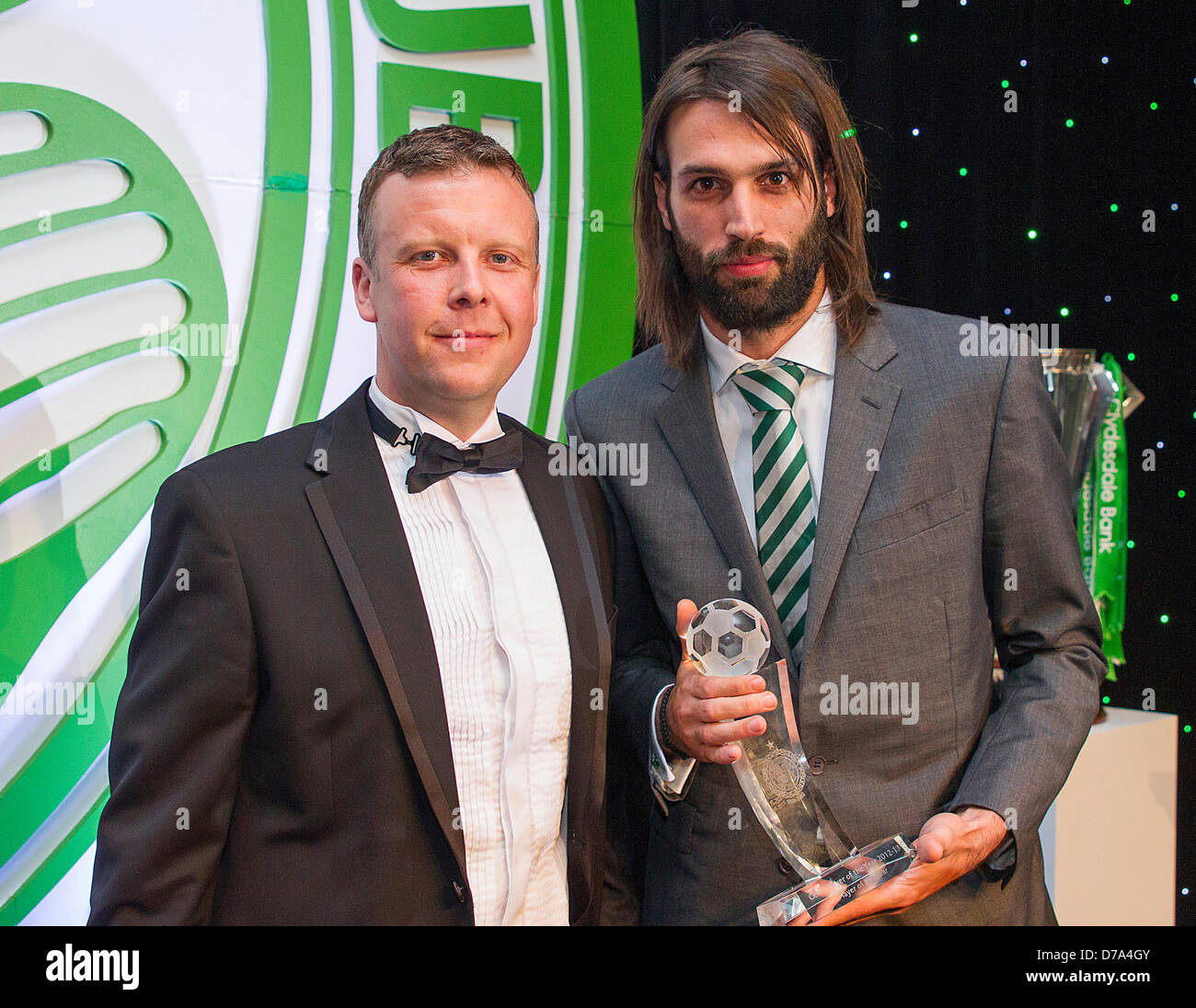 29.04.2013 Glasgow, Scotland. Georgios Samaras wins Player of the Year  during the Celtic Football Club Player of the year awards ceremony. Stock Photo