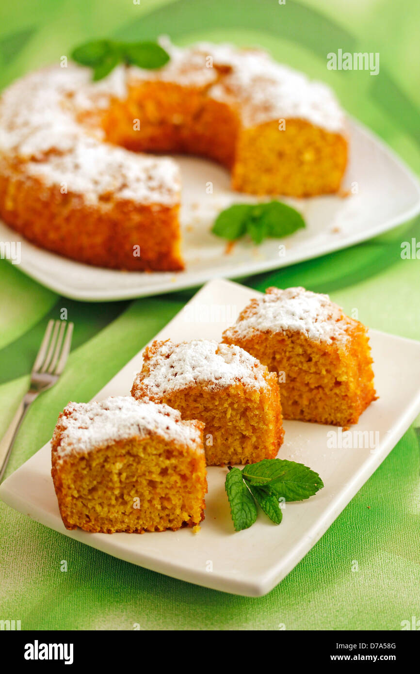 Pumpkin and orange sponge cake. Recipe available. Stock Photo