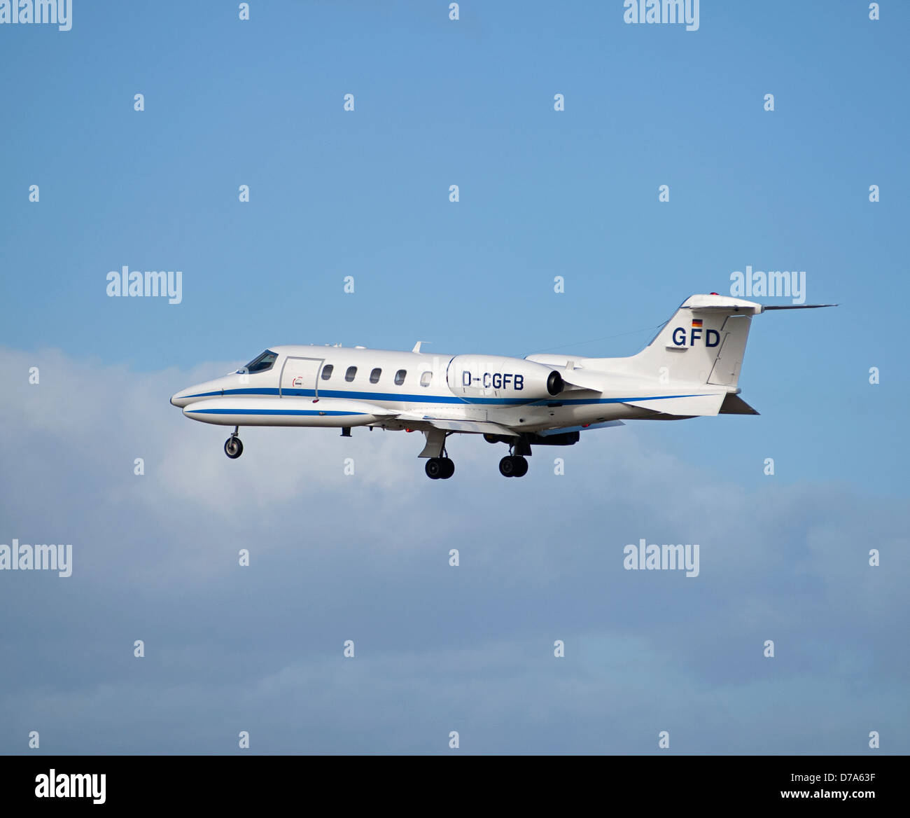 Gates Learjet UC-35A arriving at RAF Lossiemouth.   SCO 9009 Stock Photo