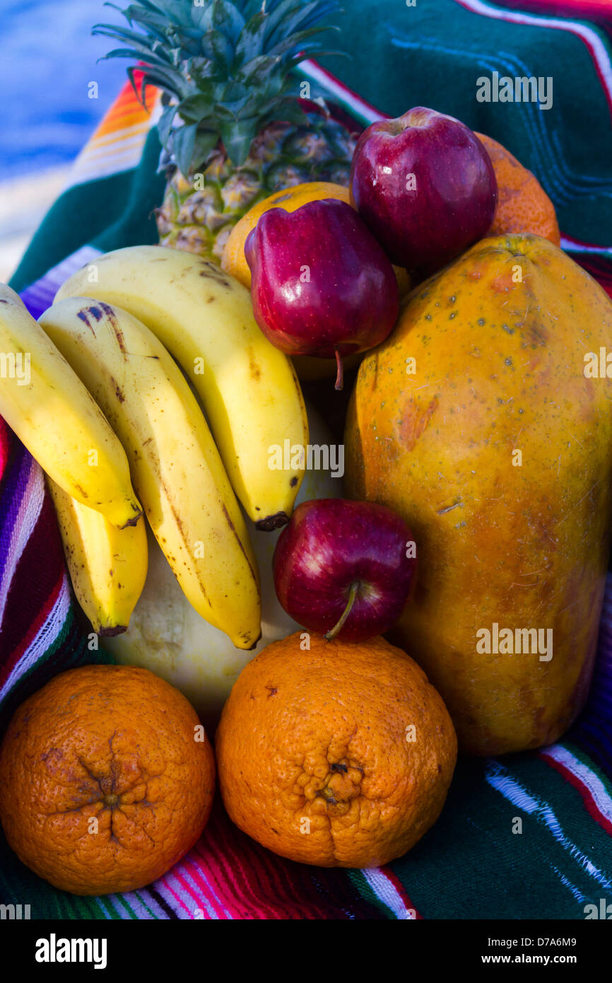 Tropical fruits in arrangment. Stock Photo