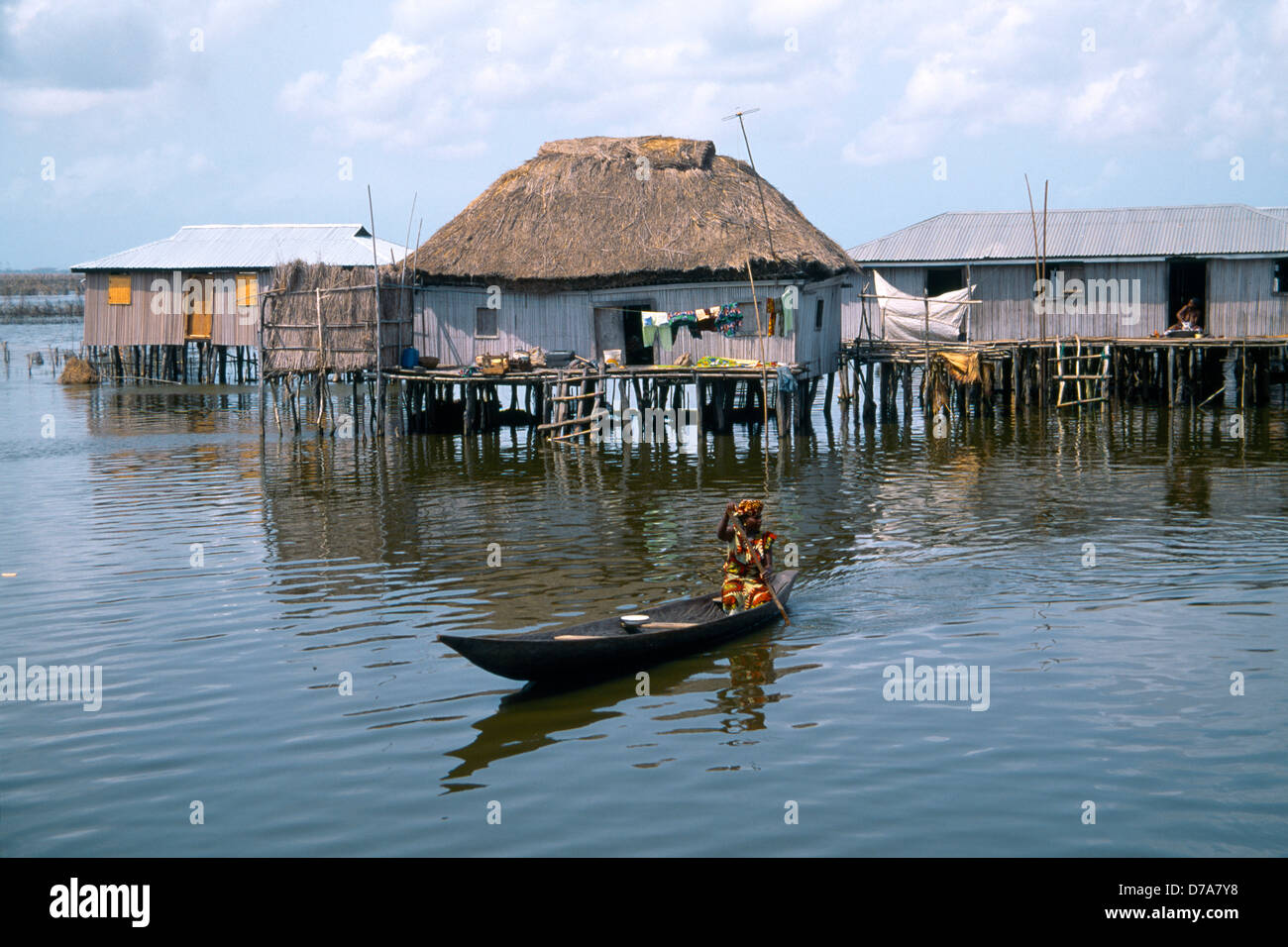 ganvie stilt village lake nokoume benin Stock Photo - Alamy